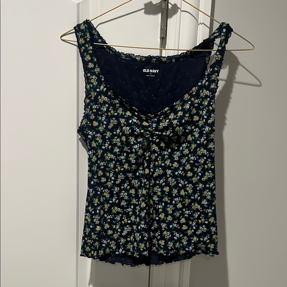 Old Navy Black and White Tie Front Camisole